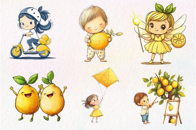 Lemon Kid Clipart Bundle - CraftNest - Digital Crafting and Art