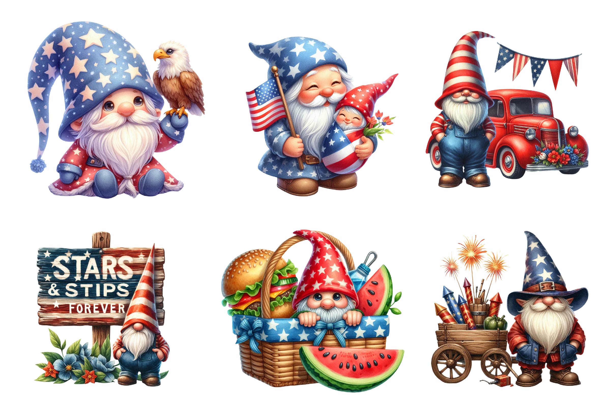 4th Of July Gnomes Clipart Bundle - CraftNest - Digital Crafting and Art