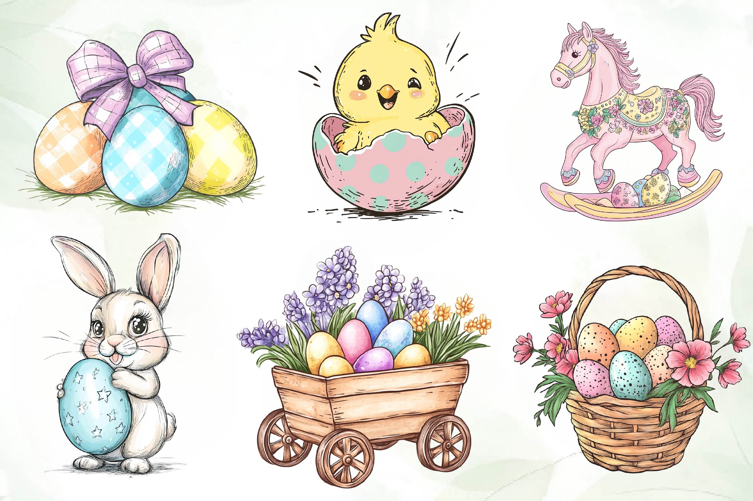 Cute Pastel Easter Clipart Bundle - CraftNest - Digital Crafting and Art