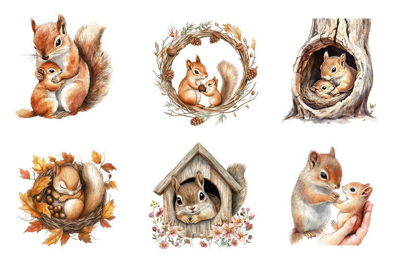 Squirrel & Baby Clipart Bundle - CraftNest - Digital Crafting and Art