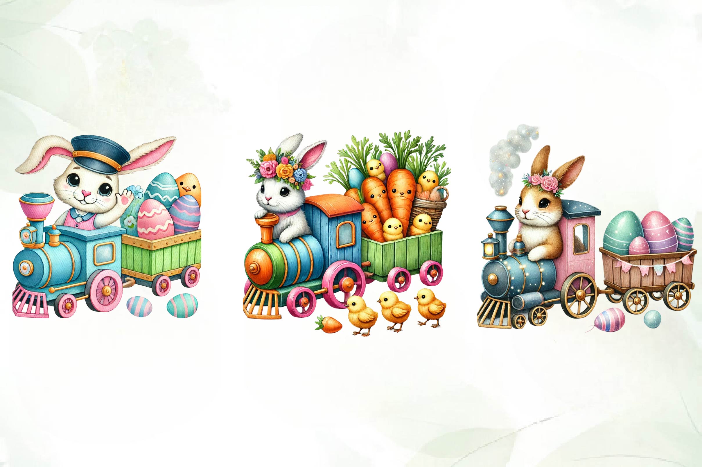 Bunny Train Clipart Bundle - CraftNest - Digital Crafting and Art