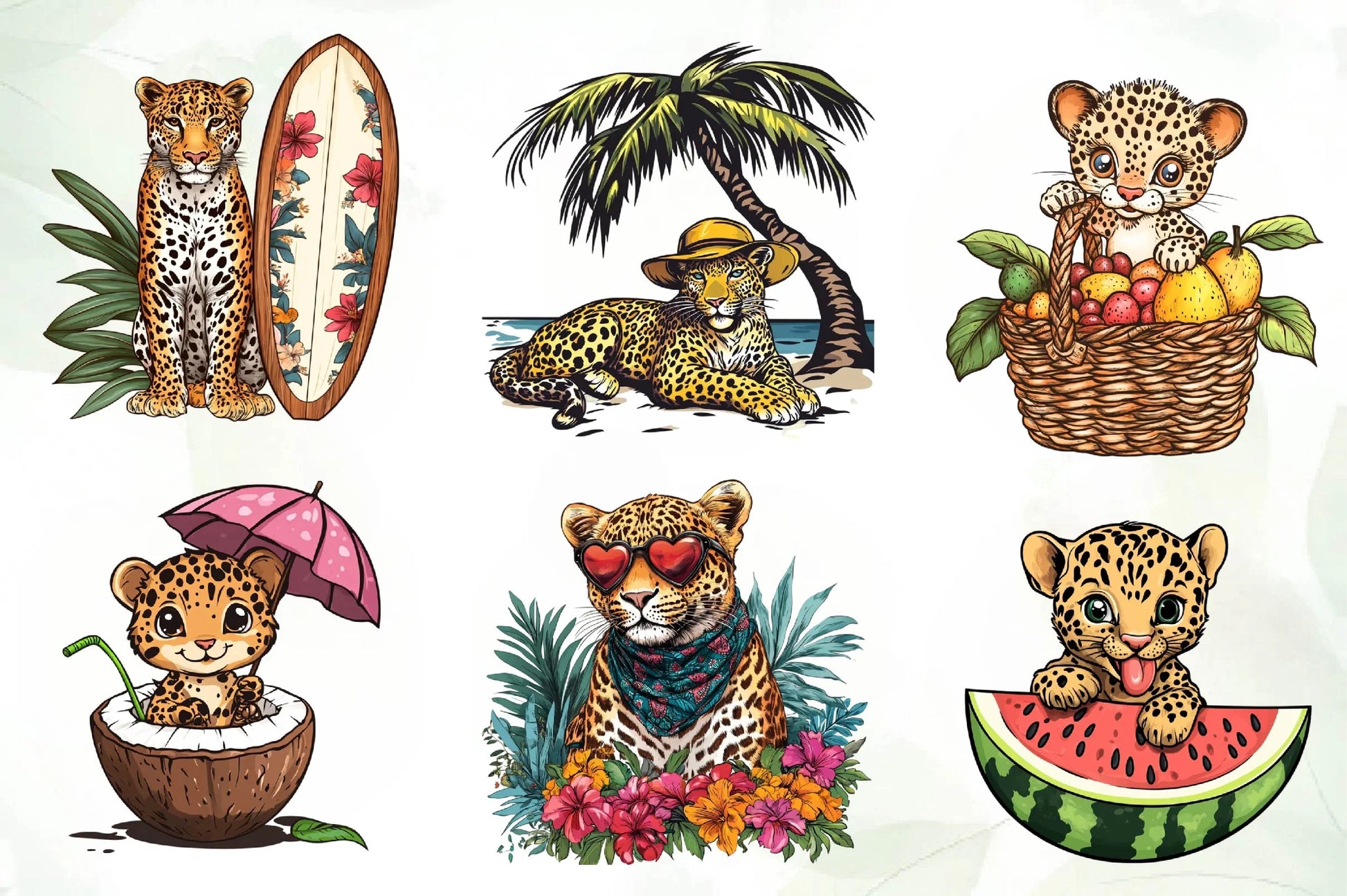 Summer Cute Leopard Clipart Bundle - CraftNest - Digital Crafting and Art