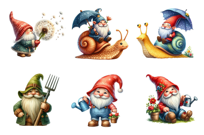 Garden Gnomes Collection Clipart Bundle - CraftNest - Digital Crafting and Art