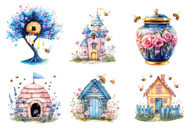 Bee Home Clipart Bundle - CraftNest - Digital Crafting and Art