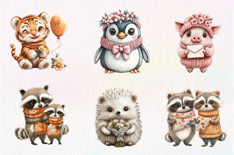 Kawaii Knitted Animals Mother's Day Clipart Bundle - CraftNest - Digital Crafting and Art
