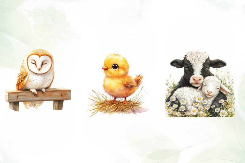 Cute On The Farm Animals Clipart Bundle - CraftNest - Digital Crafting and Art
