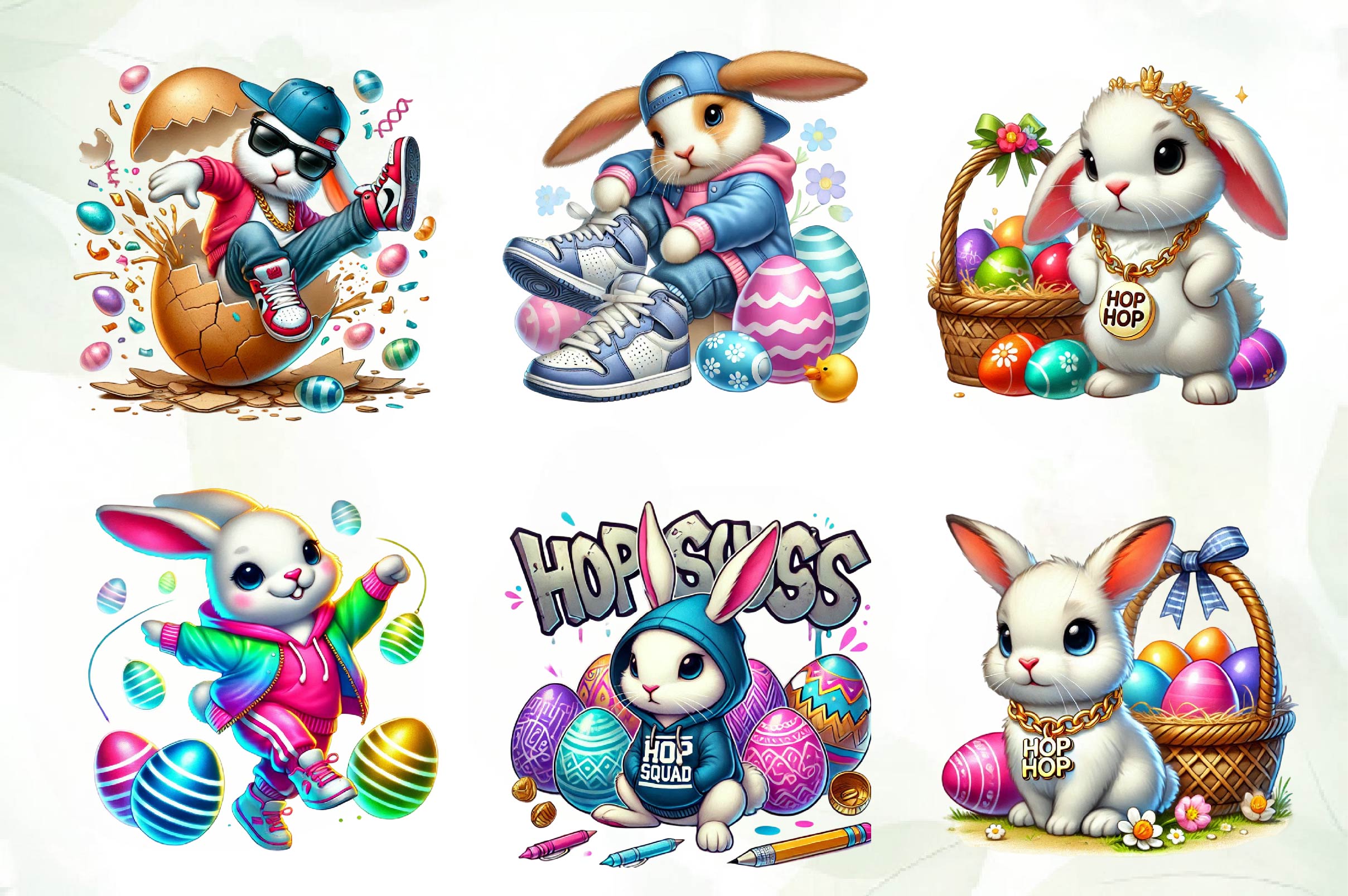 Hip Hop Bunny Easter Day Clipart Bundle - CraftNest - Digital Crafting and Art