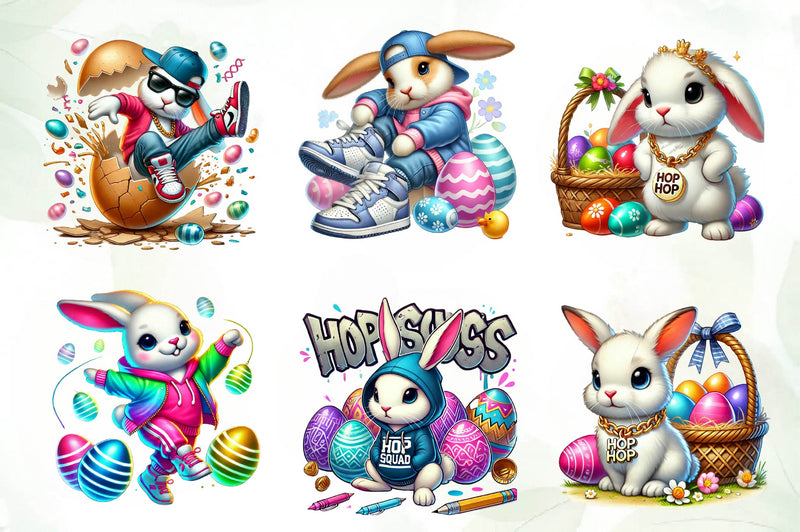 Hip Hop Bunny Easter Day Clipart Bundle - CraftNest - Digital Crafting and Art