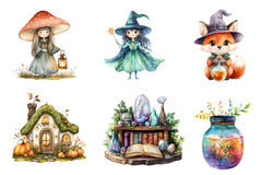 Cozy Magic Fairy Forest Witch Clipart Bundle 1 - CraftNest - Digital Crafting and Art