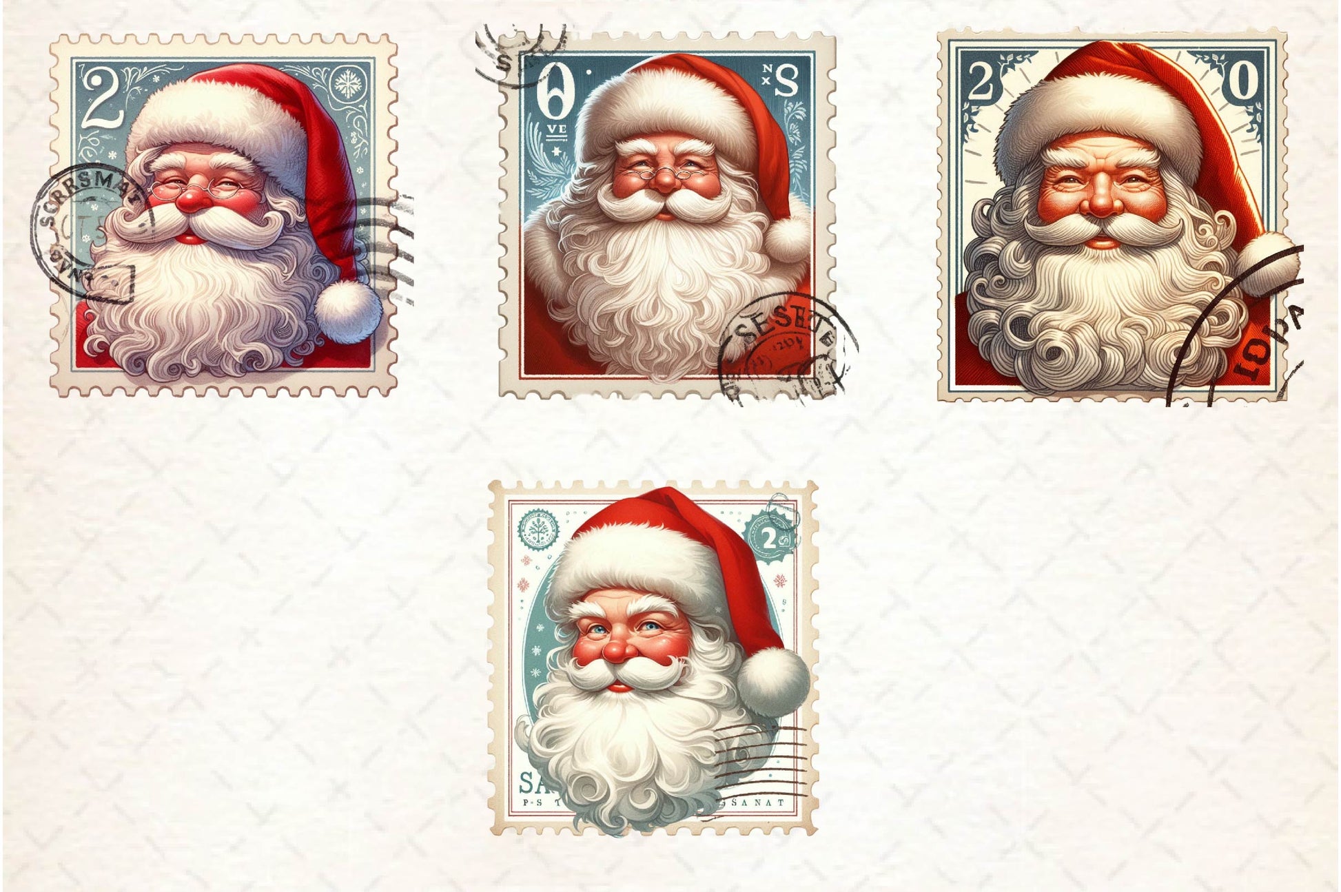 Postage Stamp Santa Claus Clipart Bundle - CraftNest - Digital Crafting and Art