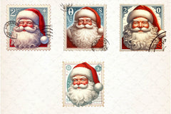 Postage Stamp Santa Claus Clipart Bundle - CraftNest - Digital Crafting and Art