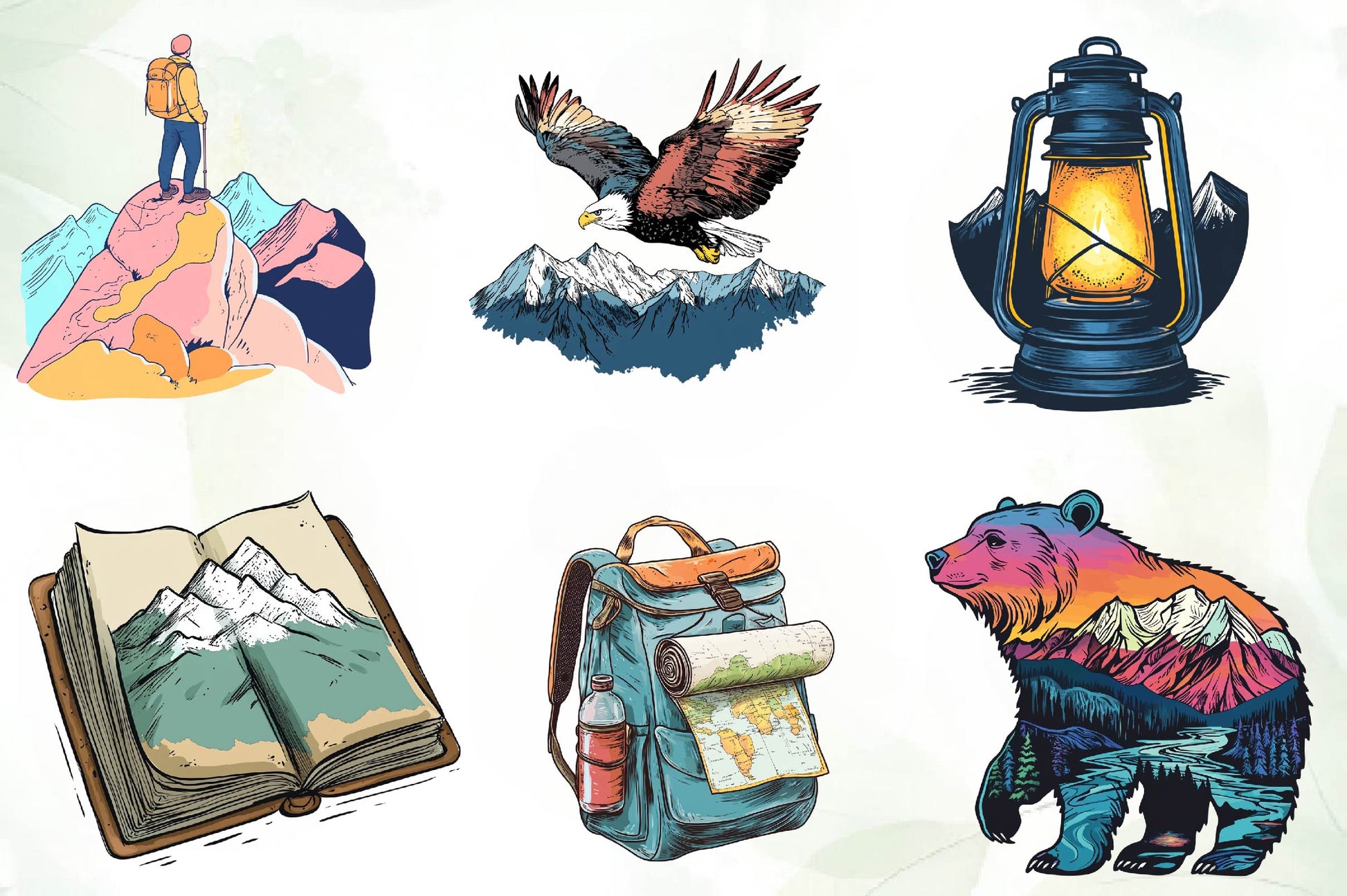 Vintage Mountain Adventure Clipart Bundle - CraftNest - Digital Crafting and Art