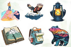 Vintage Mountain Adventure Clipart Bundle - CraftNest - Digital Crafting and Art