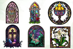 Gothic Round Stained Glass Easter Clipart Bundle - CraftNest - Digital Crafting and Art