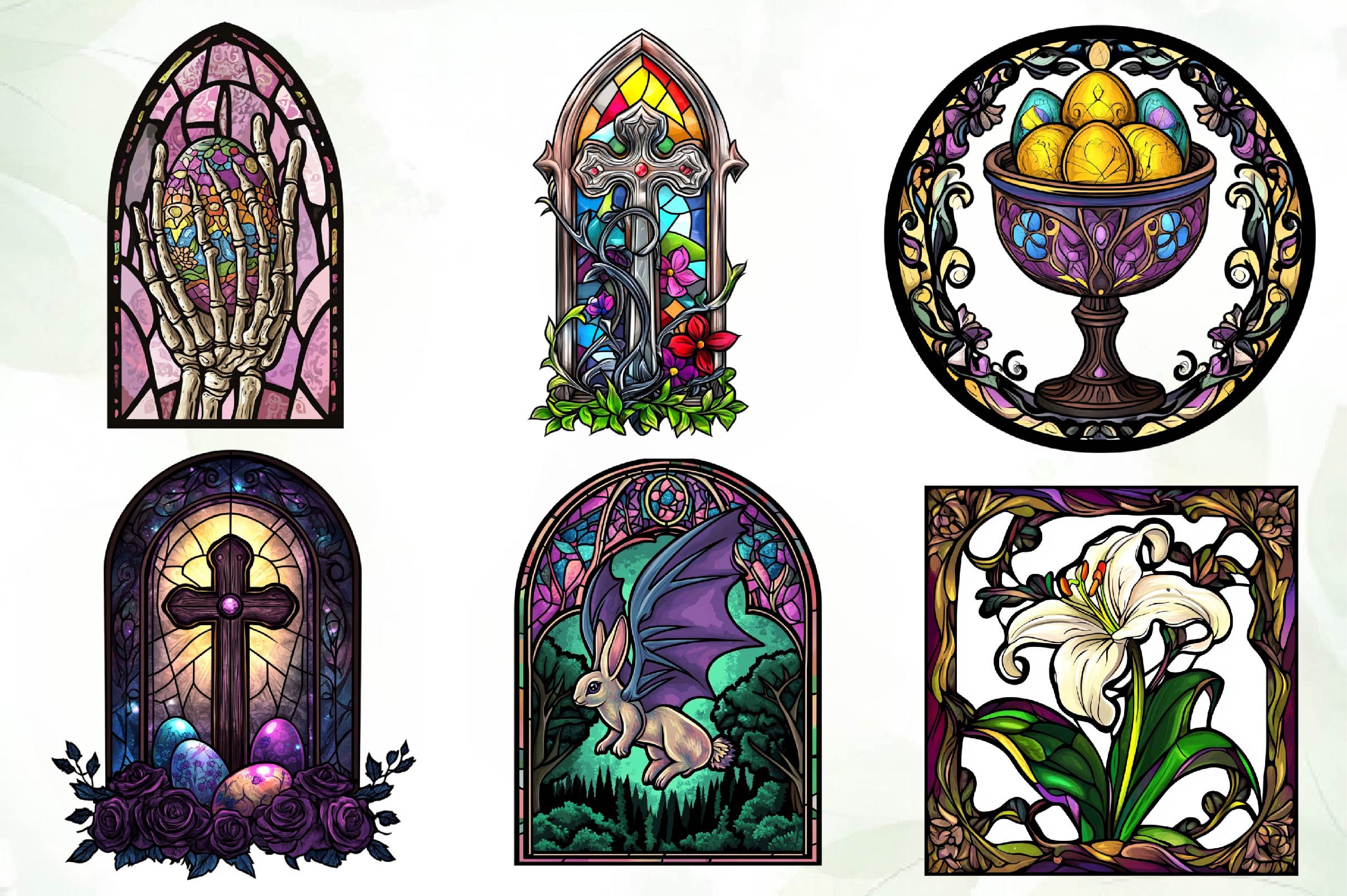 Gothic Round Stained Glass Easter Clipart Bundle - CraftNest - Digital Crafting and Art