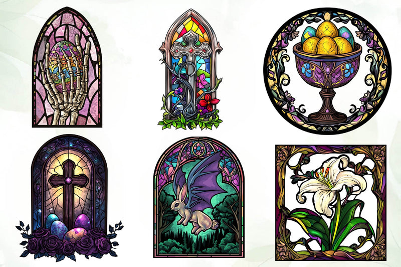 Gothic Round Stained Glass Easter Clipart Bundle - CraftNest - Digital Crafting and Art