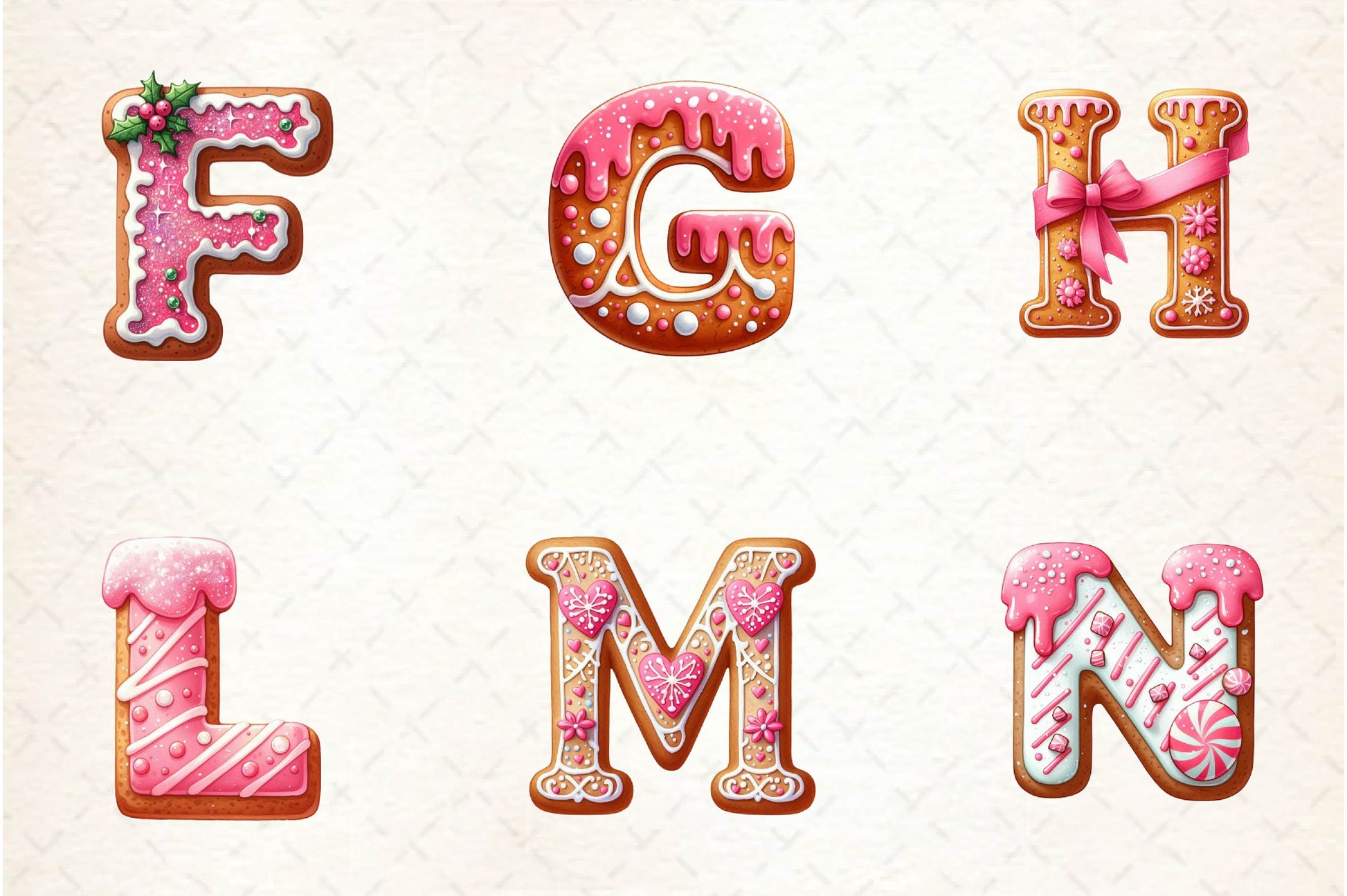 Pink Christmas Gingerbread Alphabet Clipart Bundle - CraftNest - Digital Crafting and Art