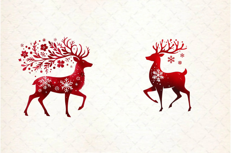 Christmas Reindeer Silhouette Clipart Bundle - CraftNest - Digital Crafting and Art