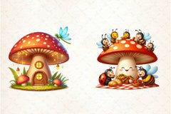 Cute Insects Mushroom Clipart Bundle - CraftNest - Digital Crafting and Art