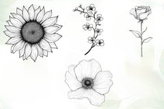 Botanical Line Art Designs Flower Clipart Bundle - CraftNest - Digital Crafting and Art