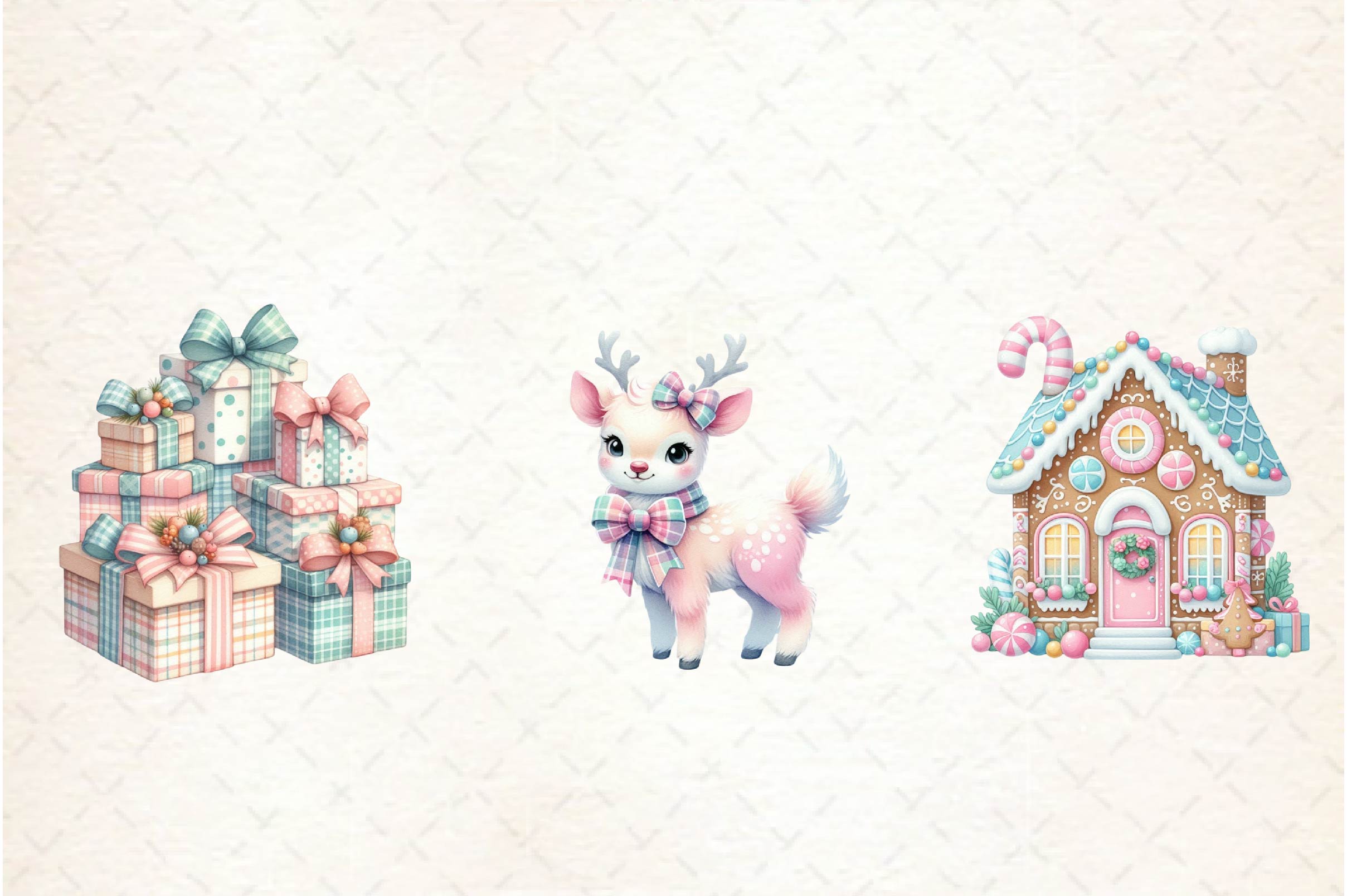 Pastel Preppy Christmas Clipart Bundle - CraftNest - Digital Crafting and Art