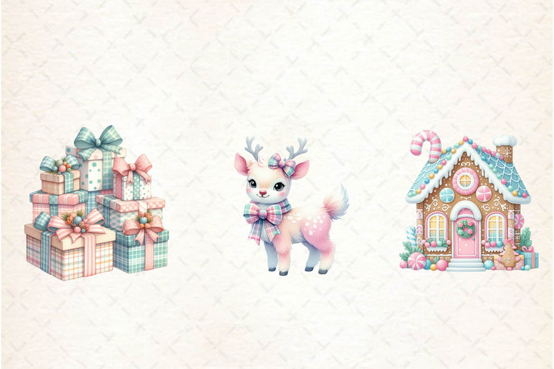 Pastel Preppy Christmas Clipart Bundle - CraftNest - Digital Crafting and Art