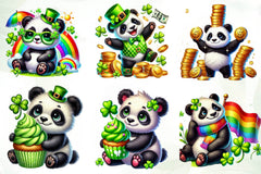 St Patricks Day Cute Panda Clipart Bundle - CraftNest - Digital Crafting and Art