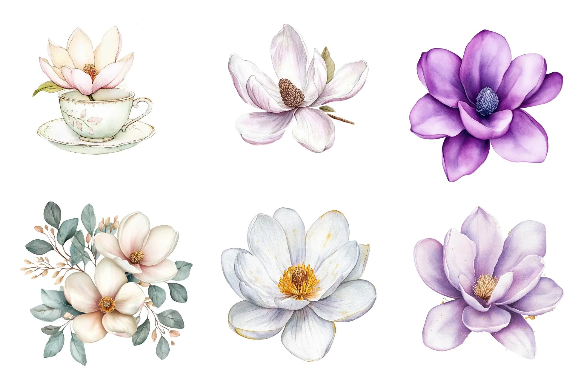 Magnolias Spring Flowers Clipart Bundle - CraftNest - Digital Crafting and Art