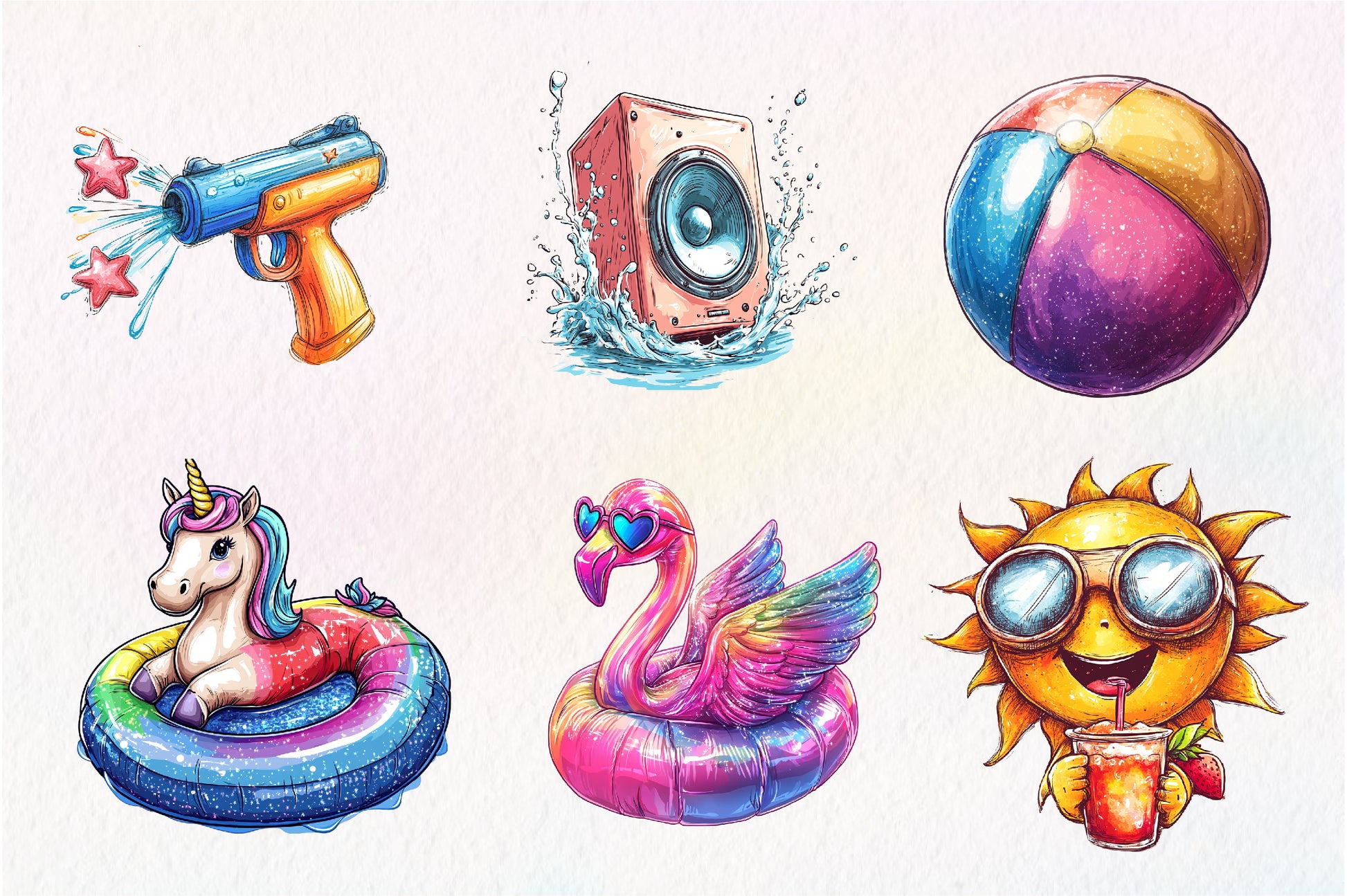 Colorful Pool Party Clipart Bundle - CraftNest - Digital Crafting and Art