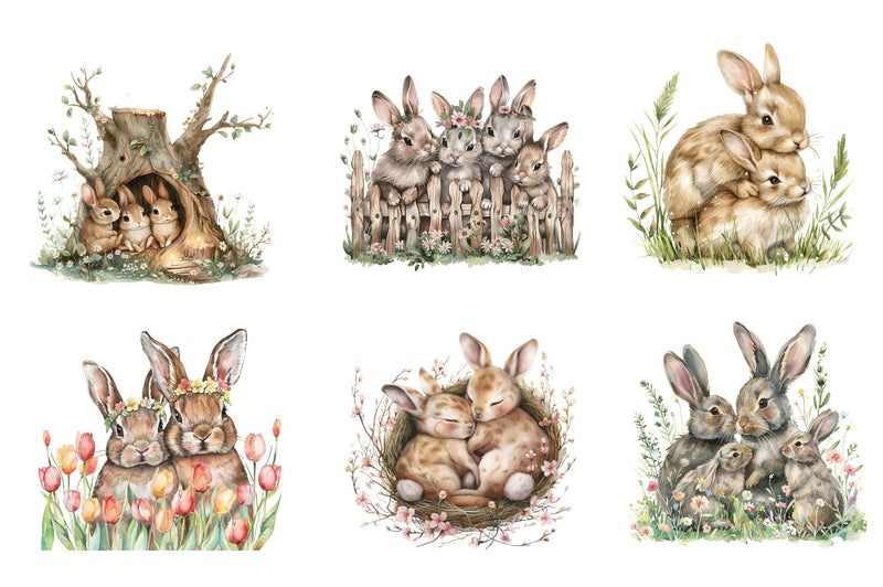 Springtime Bunny Family Clipart Bundle - CraftNest - Digital Crafting and Art