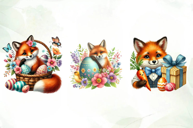 Easter Fox Clipart Bundle - CraftNest - Digital Crafting and Art