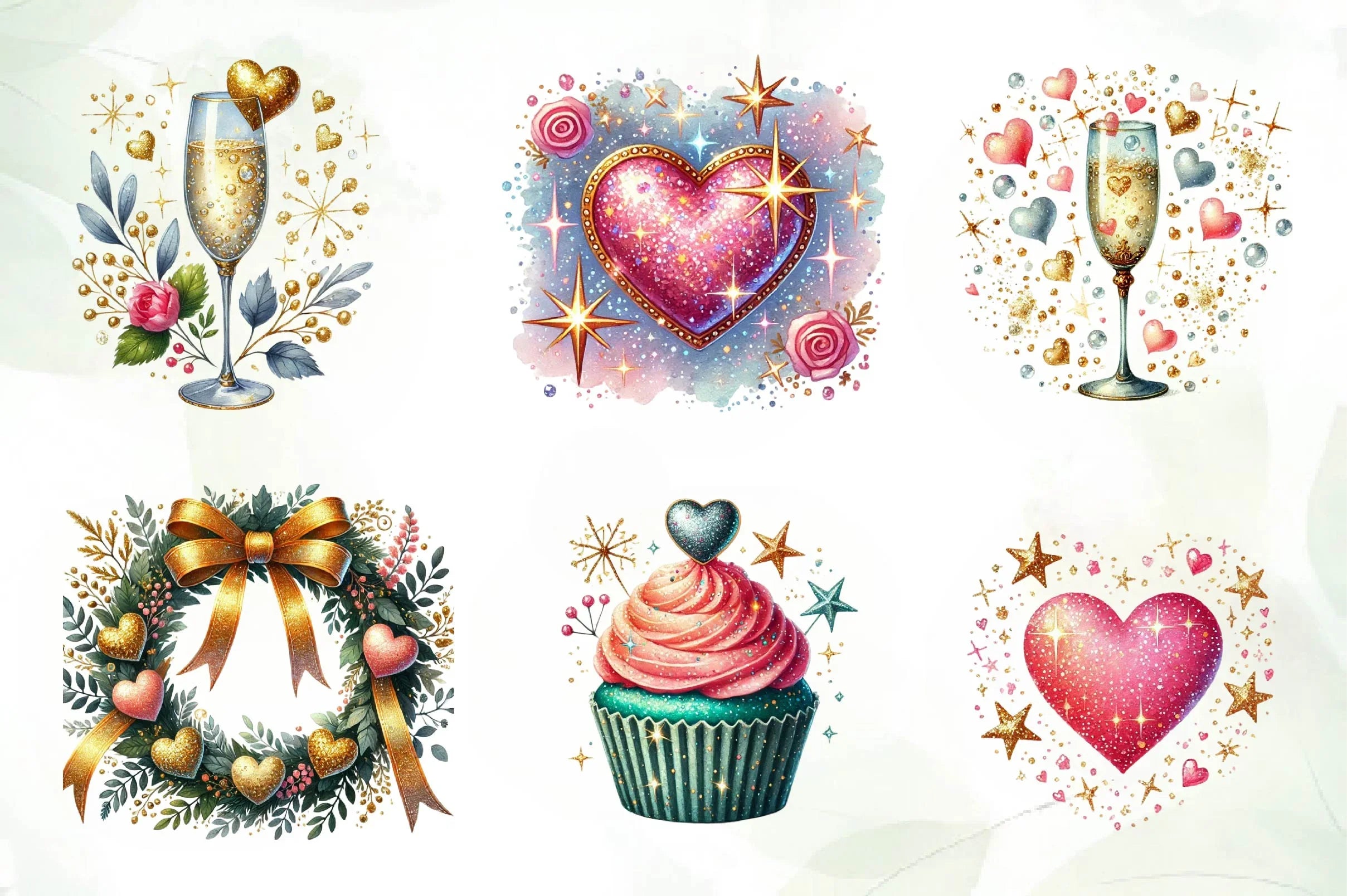 Glittery Valentine Clipart Bundle - CraftNest - Digital Crafting and Art