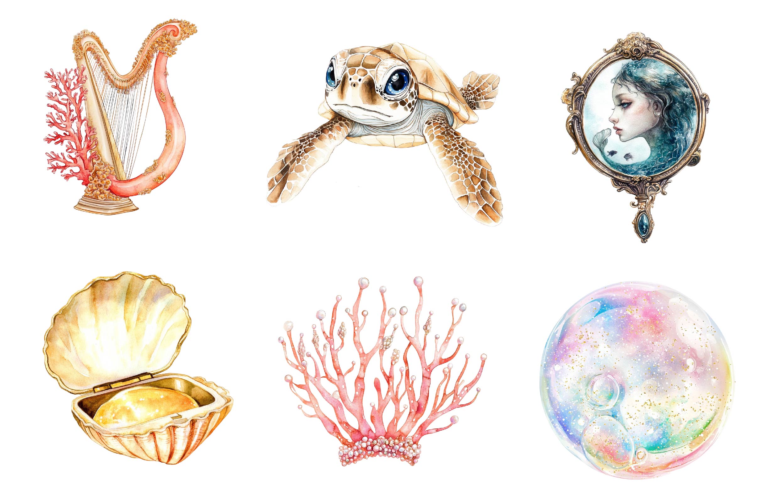 Little Mermaid Under The Sea Clipart Bundle - CraftNest - Digital Crafting and Art