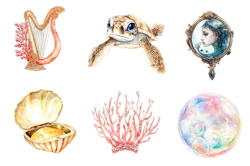 Little Mermaid Under The Sea Clipart Bundle - CraftNest - Digital Crafting and Art