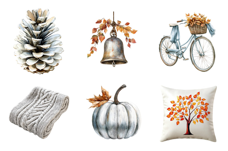 Silver Autumn Clipart Bundle 1 - CraftNest - Digital Crafting and Art