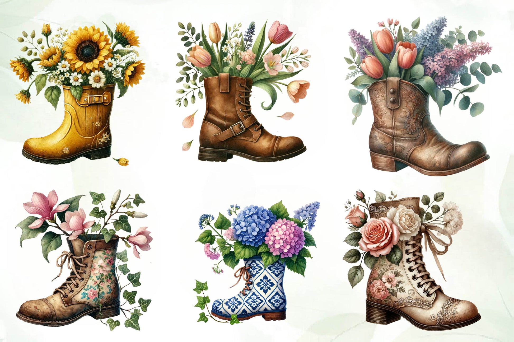 Boot With Spring Flowers Clipart Bundle - CraftNest - Digital Crafting and Art