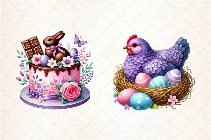 Pink And Purple Easter Clipart Bundle - CraftNest - Digital Crafting and Art