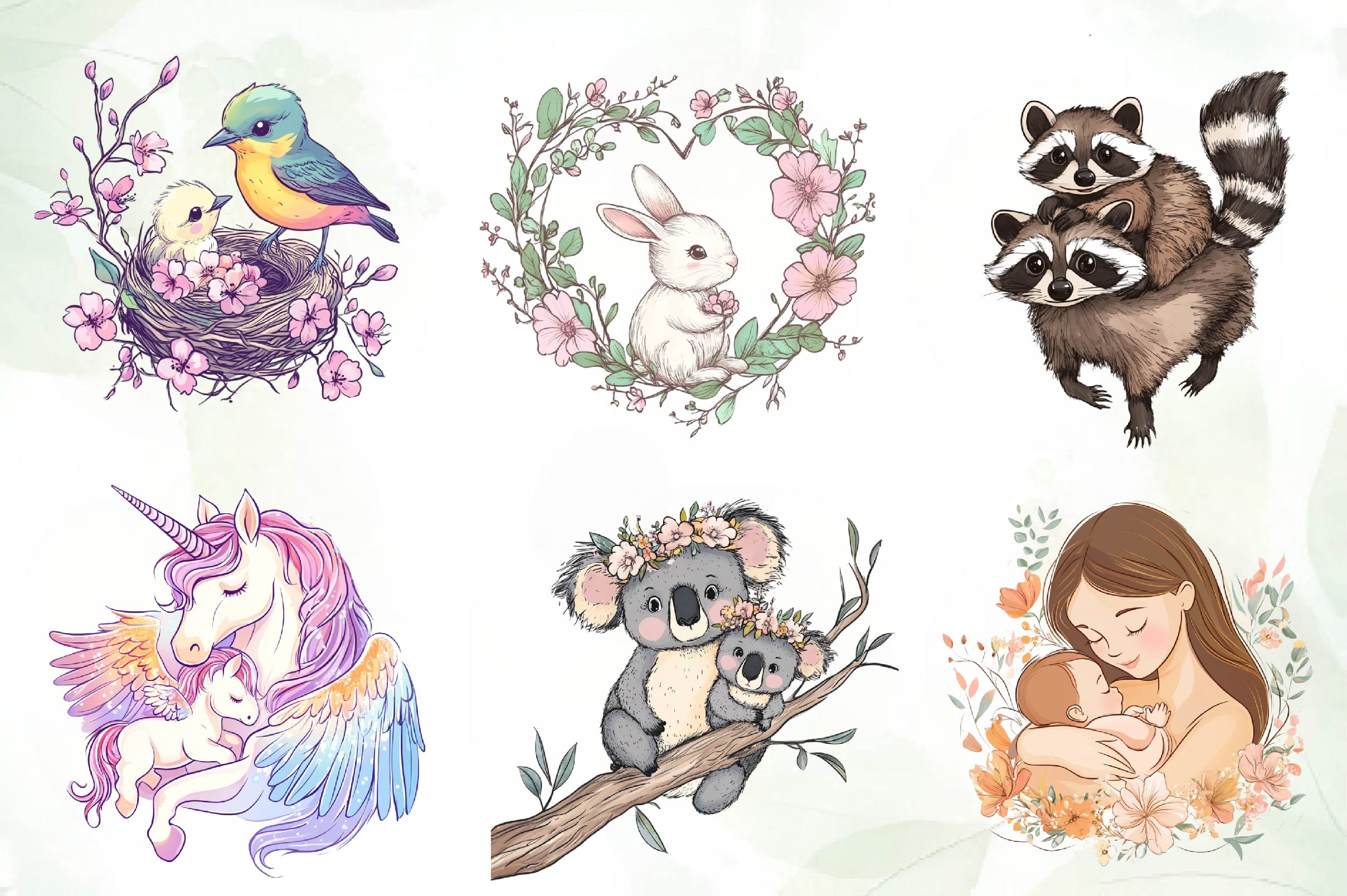 Mom & Baby Illustrations Clipart Bundle - CraftNest - Digital Crafting and Art