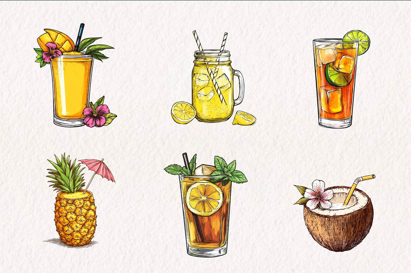 Summer Drink Clipart Bundle - CraftNest - Digital Crafting and Art
