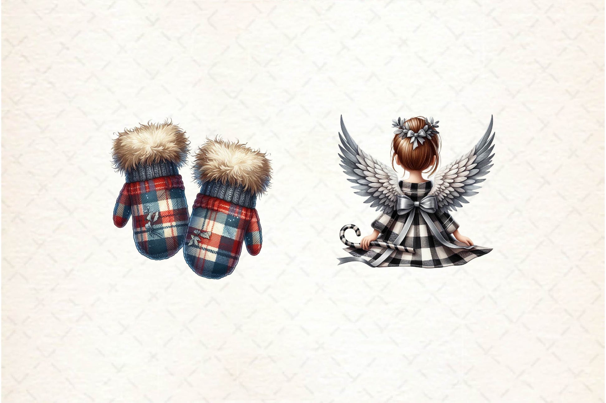 Luxury Plaid Black And White Christmas Clipart Bundle - CraftNest - Digital Crafting and Art