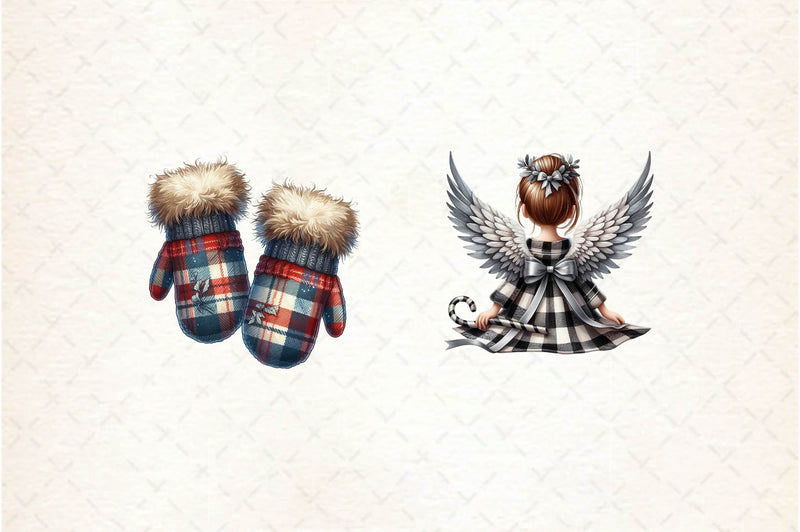 Luxury Plaid Black And White Christmas Clipart Bundle - CraftNest - Digital Crafting and Art