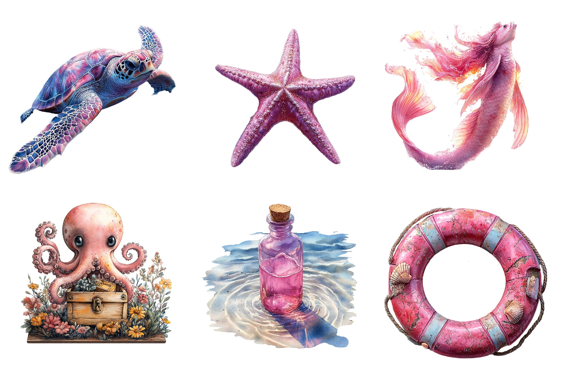 Pink Sea Adventure Clipart Bundle - CraftNest - Digital Crafting and Art