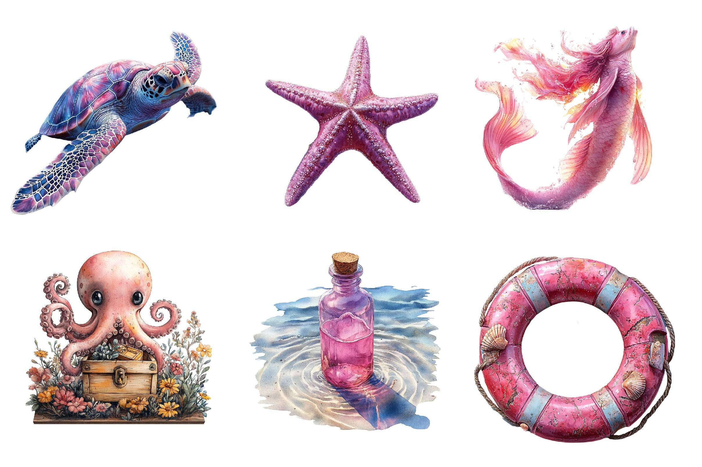 Pink Sea Adventure Clipart Bundle - CraftNest - Digital Crafting and Art