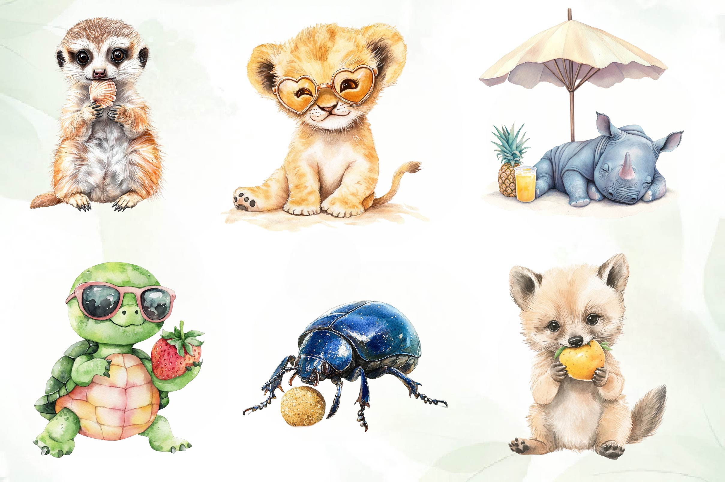 Cute Summer Safari Animals Clipart Bundle - CraftNest - Digital Crafting and Art
