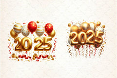 New Year Number 2025 Balloon Clipart Bundle - CraftNest - Digital Crafting and Art