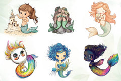 Cute Little Mermaid Clipart Bundle - CraftNest - Digital Crafting and Art