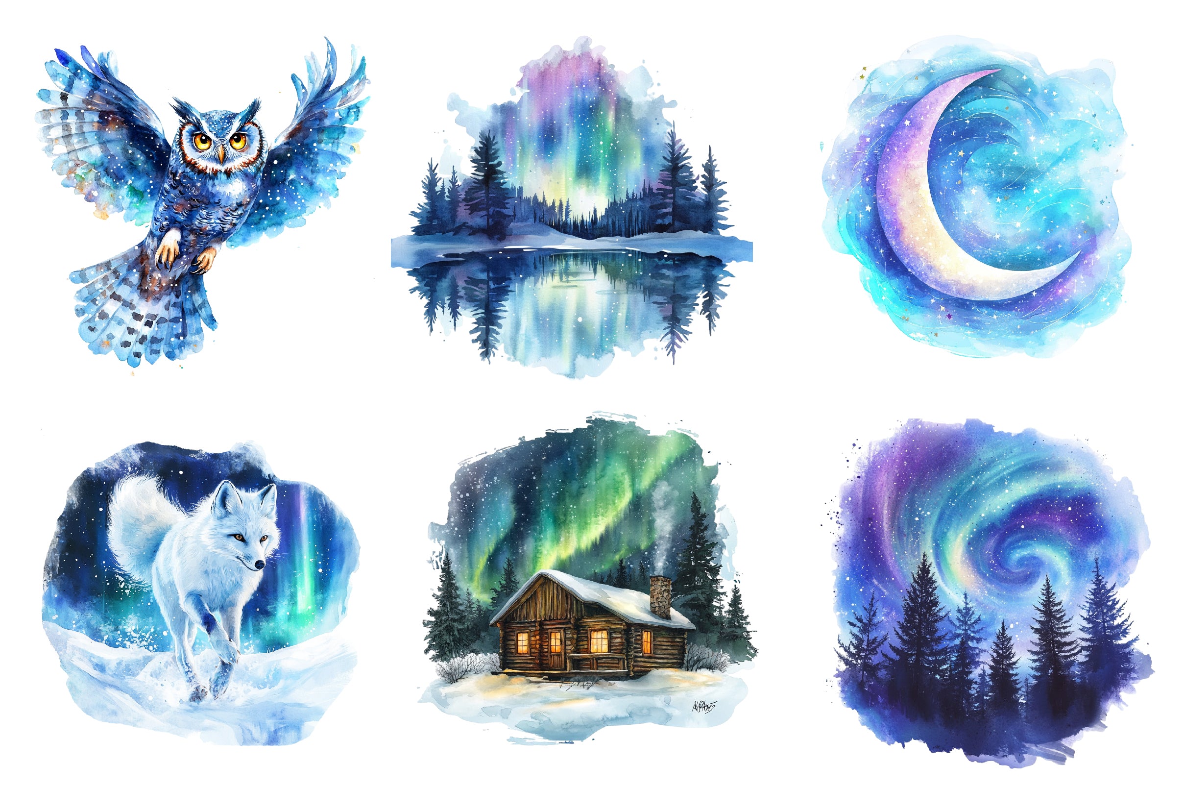 Enchanted Northern Lights Clipart Bundle - CraftNest - Digital Crafting and Art