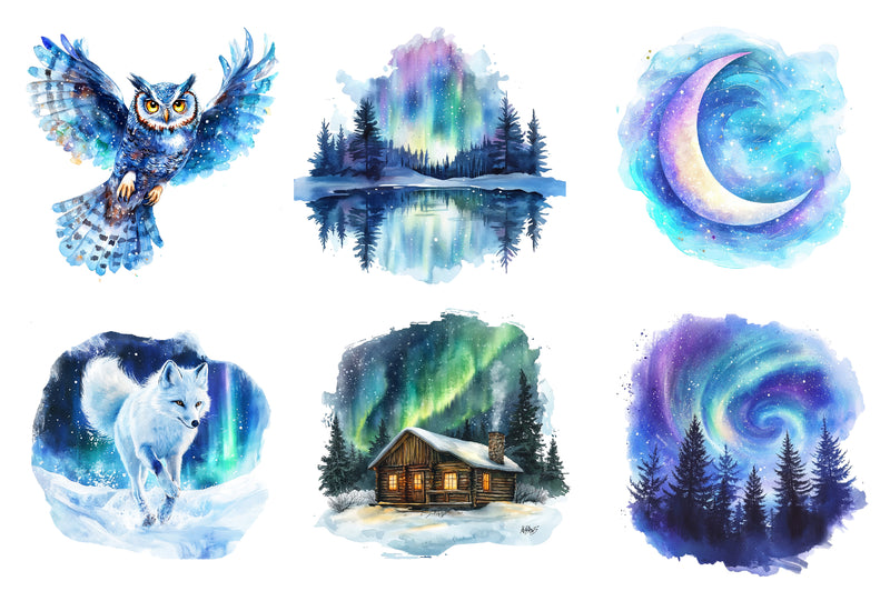Enchanted Northern Lights Clipart Bundle - CraftNest - Digital Crafting and Art