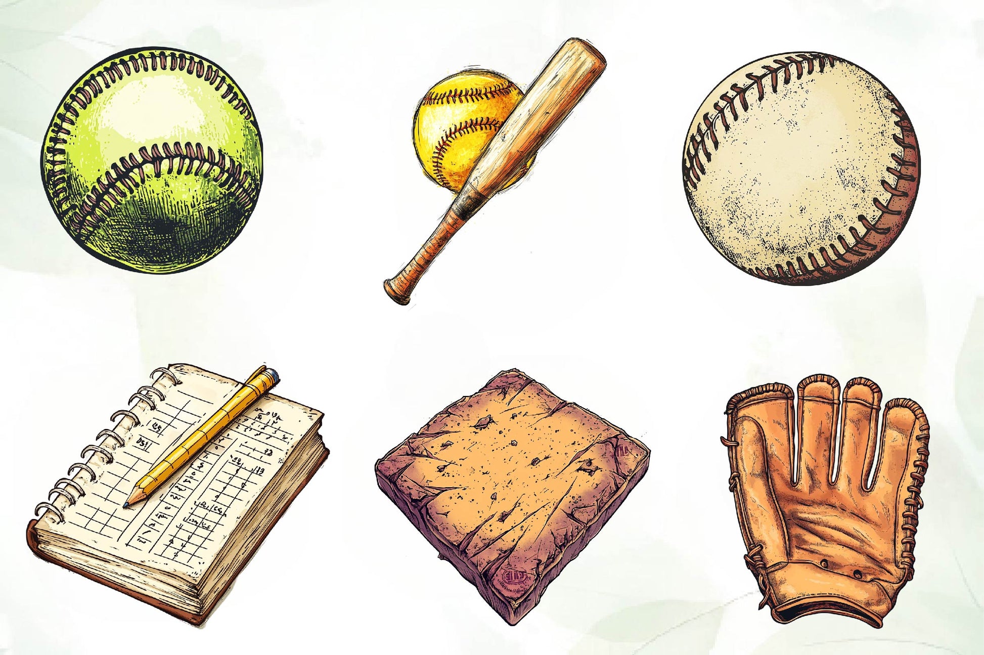 Vintage Softball Clipart Bundle - CraftNest - Digital Crafting and Art