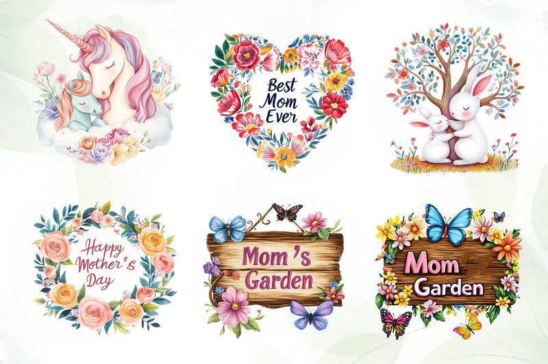 Hand Painted Mothers Day Clipart Bundle - CraftNest - Digital Crafting and Art
